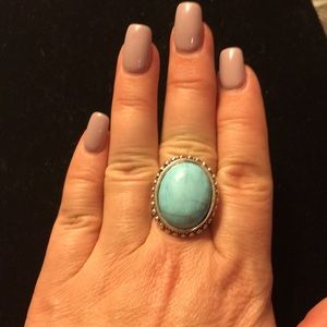 Faux light blue lapis statement ring